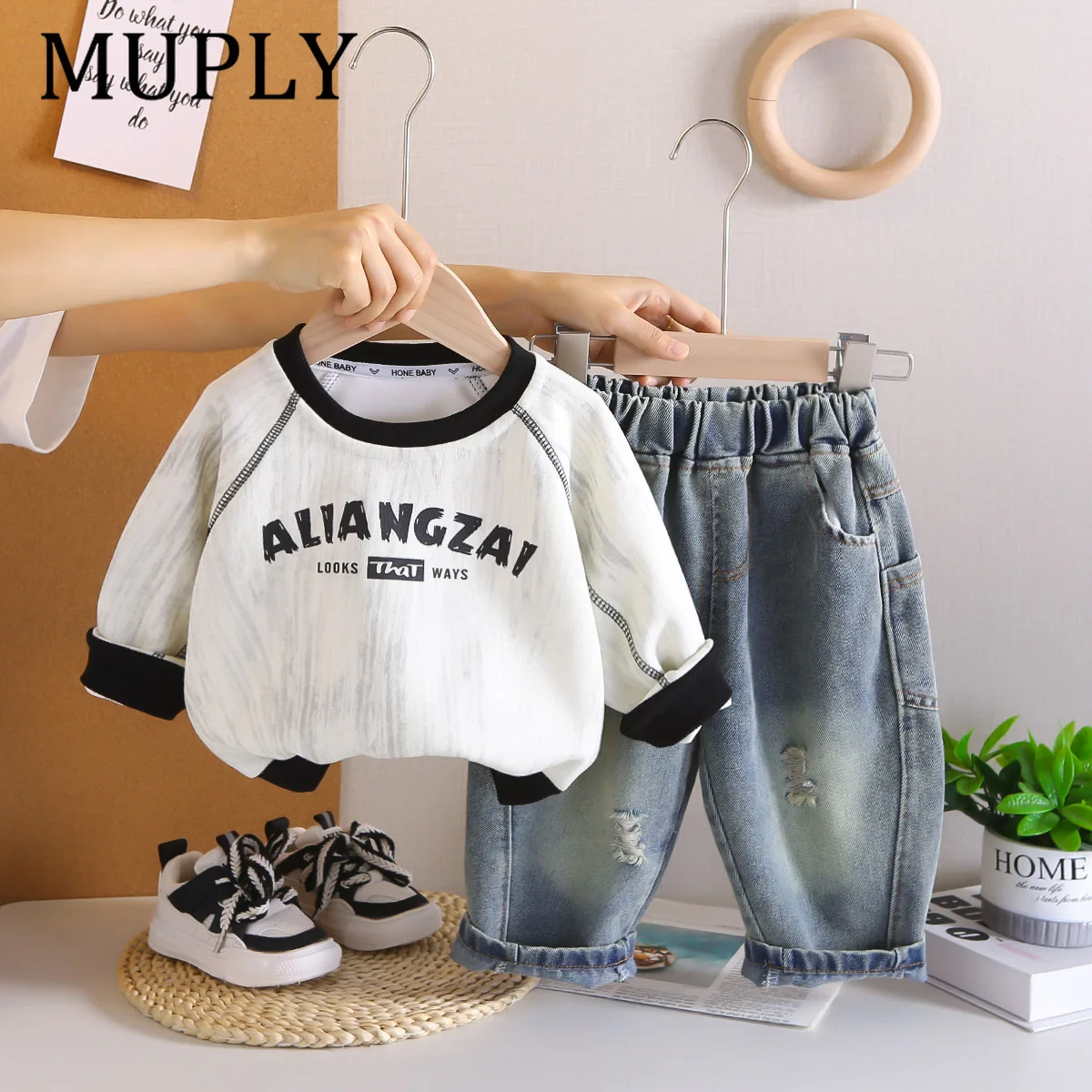 Boys Clothes Sets Spring Autumn 2025 Children Sweatshirts Denim Pants 2pcs Sports Suit For Baby Tops Trousers Outfits Kids 4 5Y