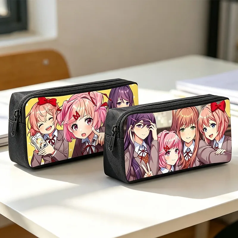 Doki Doki Literature Club Pencil Case Cute Game Anime  Large Capacity PU Stationery Pen Box Bag Single Layer Storage Pouch Gift