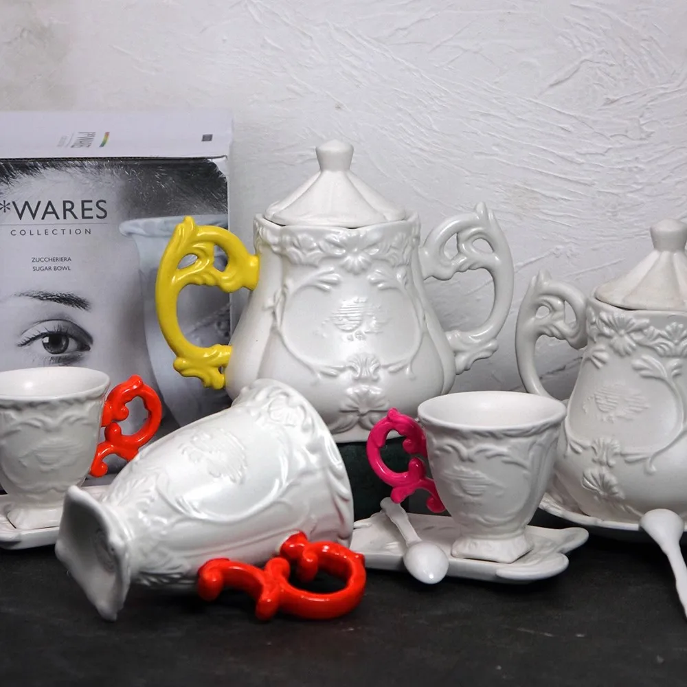 

Baroque Retro Relief Sugar Canister Tea Cup Espresso Cup&Saucer Mug Ceramic Water Cup
