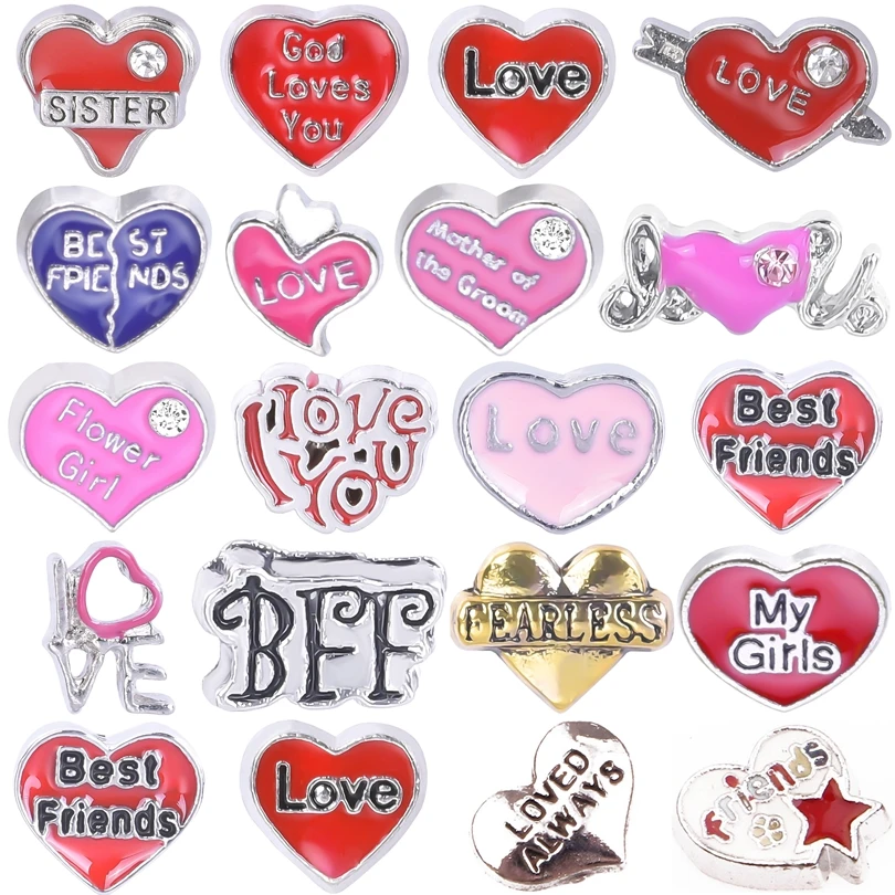 20 pz Drip Oil My Girls Best Friends Floating Charm Love Pendant fai da te coppia anniversario collana gioielli ciondolo accessori