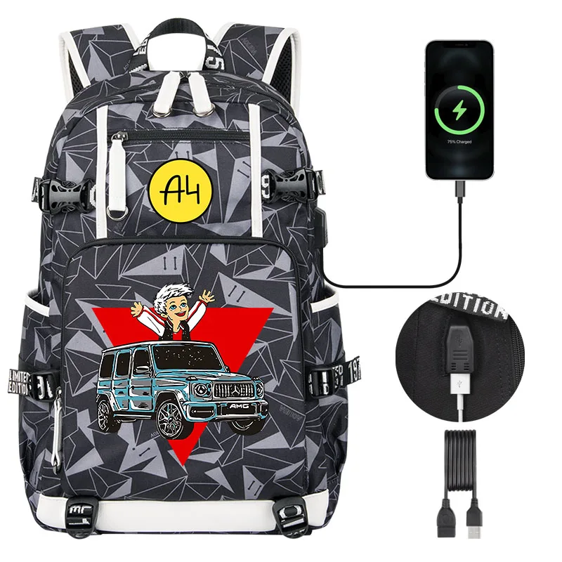 2022 New а4 мерч рюкзакFashion Merch A4 Gelik Print Childrens Backpack Girl Boy School Bags USB Charging Men Women Travel Bag