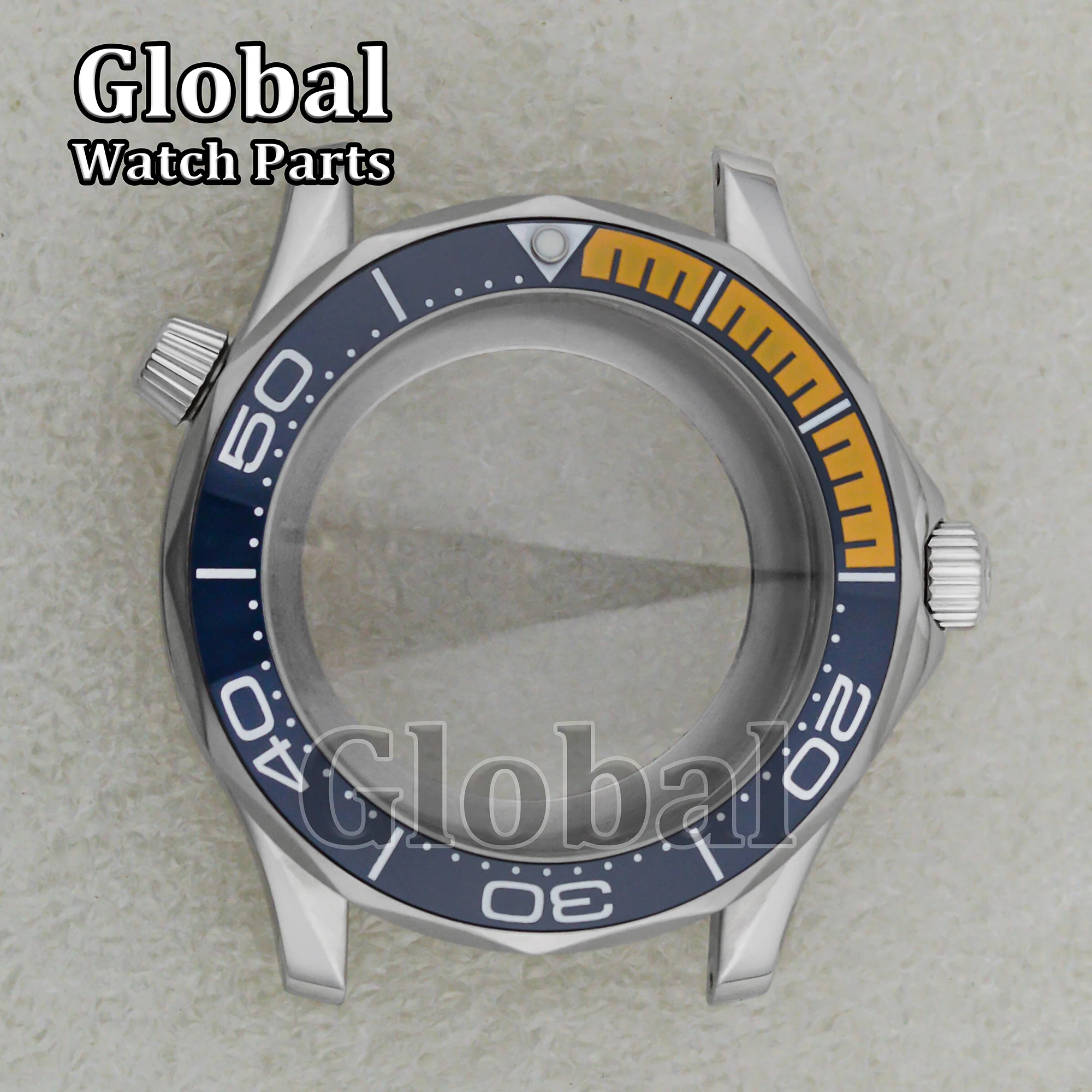 Caja de reloj para Seamaster 300, resistente al agua hasta 10ATM, parte inferior de cristal transparente, caja de reloj de acero inoxidable 316L compatible con movimiento NH35/NH36