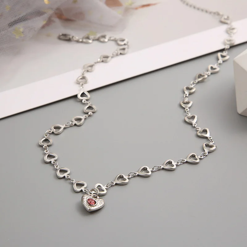 Romantische Bunte Strass-Quasten-Halsketten für Frauen, Böhmische Einfache Zirkon-Herz-Halsketten, Y2K Freundschaftsschmuck Geschenke – Detail 22