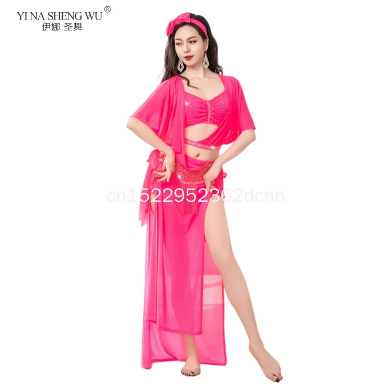 

Женское платье для танца живота-баллиди, групповое платье для народных танцев, выступление на соревнованиях, халат SHAABI с кисточками, треугольный пояс