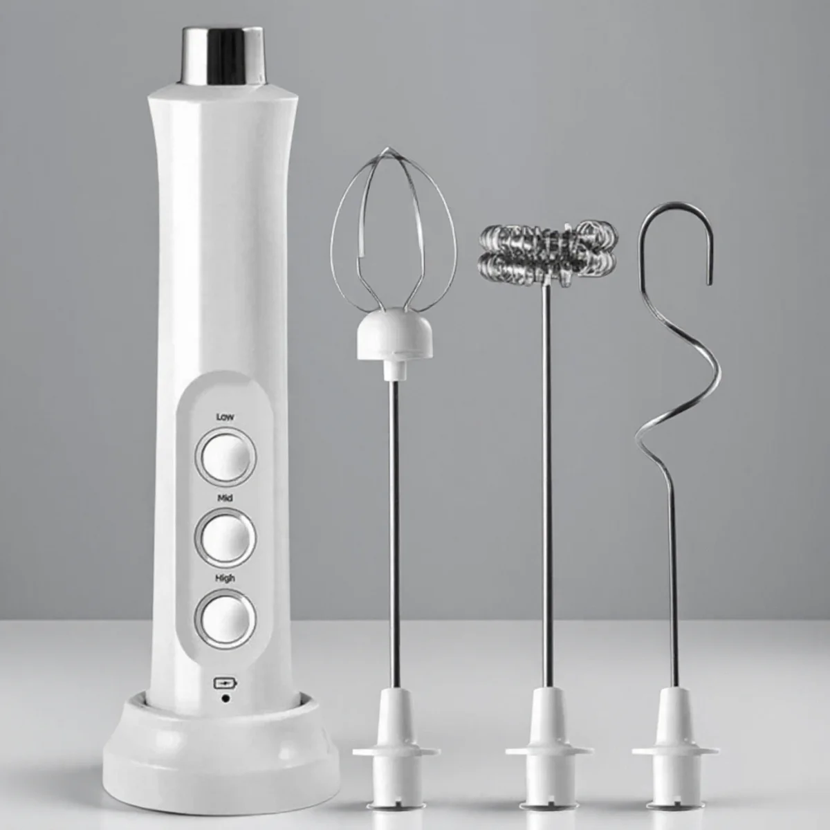 

USB Rechargeable Milk Frother 3 Speeds Mini Handheld Electric Milk Foam Maker 3 Whisks Latte Coffee Cappuccino