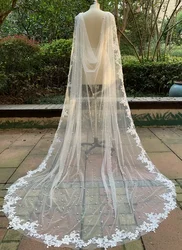 Bridal Cape Veil Cathedral Lace Wedding Dress Cloak Accessory White/Ivory Long Bridal Beading Cloak