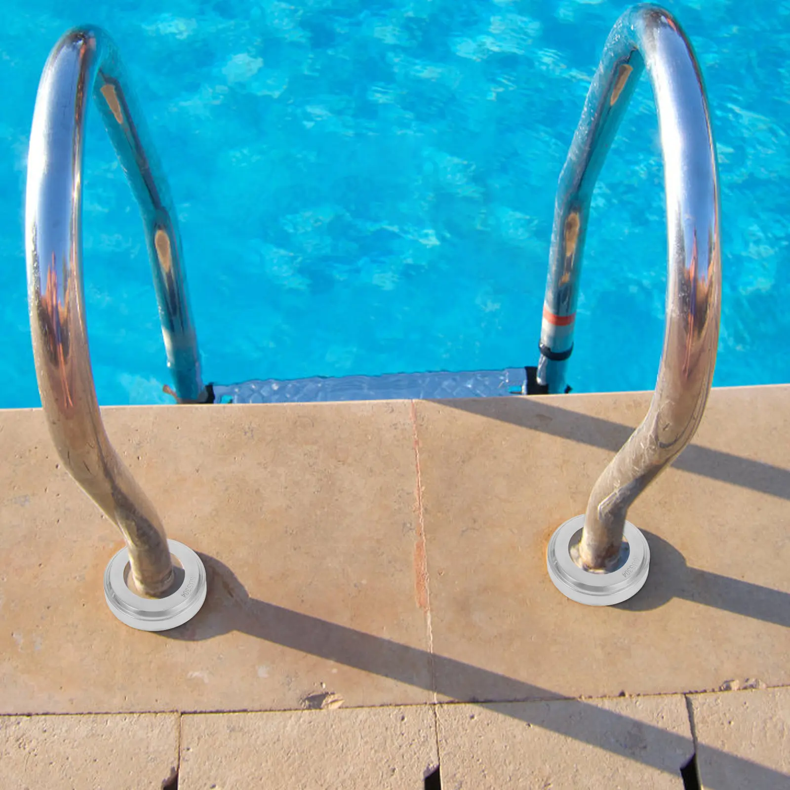 6 Pcs Swimming Pool Guardrail Cover Inground Accessories Handrail Escutcheon Plates above Ladder Pad Escutcheons Ring