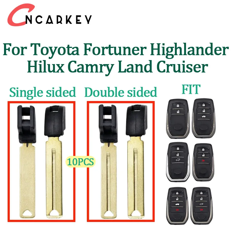 For Toyota Fortuner Highlander Hilux Camry Land Cruiser 10PCS/LOT TOY12/40 TOY48 Mechanic Key Blade Smart Remote Key Fob