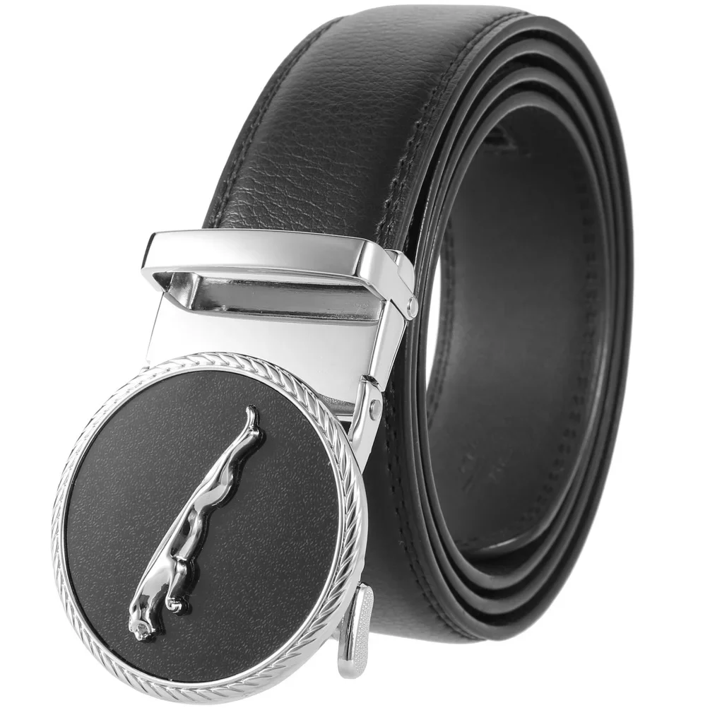 

New Men Belts 3.5cm Width Brand Fashion Automatic Buckle Black Genuine Leather Men's Jeans High Quality Waist Male LY236-0005-1