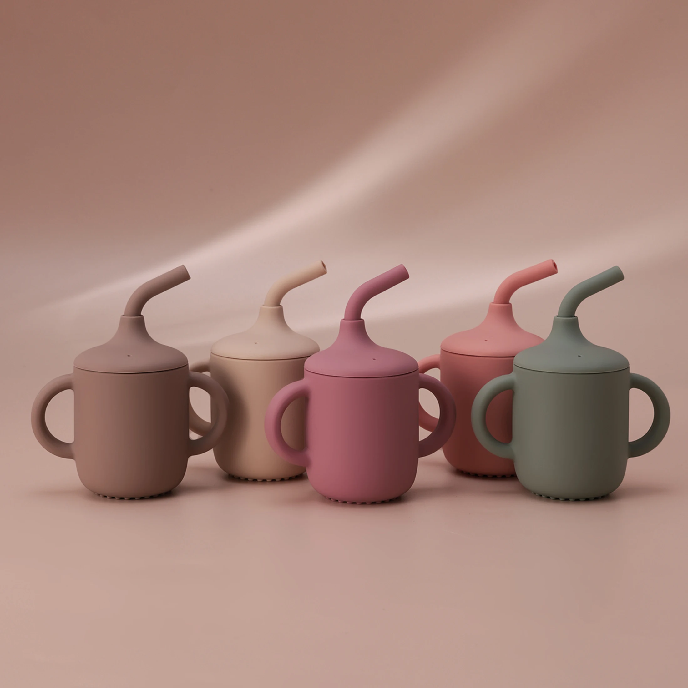 1PCS Baby Silicone Straw Cup BPA Free Anti Leak Learning Cup Dual Handle Travel Feeding Training Cup Toddler Drinking Water Cup