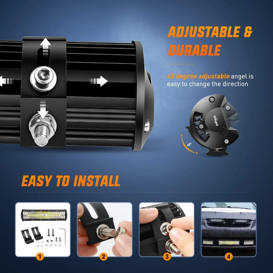 مجموعة شريط إضاءة LED ثلاثي الصف بقعة الفيضانات كومبو مصباح قيادة العمل #6