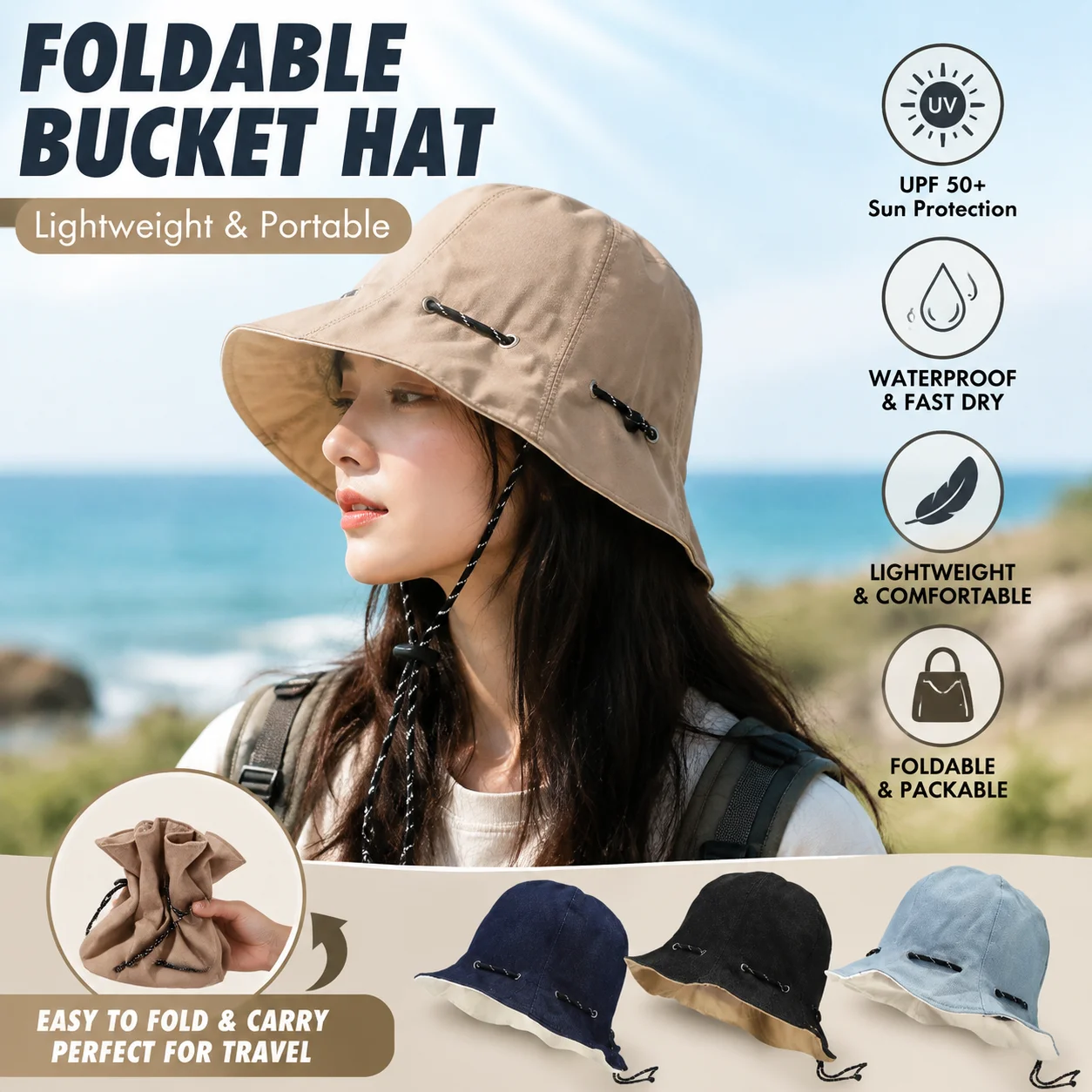 Foldable Panama Bucket Hat Outdoor Anti UV Sun Hats for Men Women Spring Summer Fast Dry Waterproof Visor Cap Fisherman