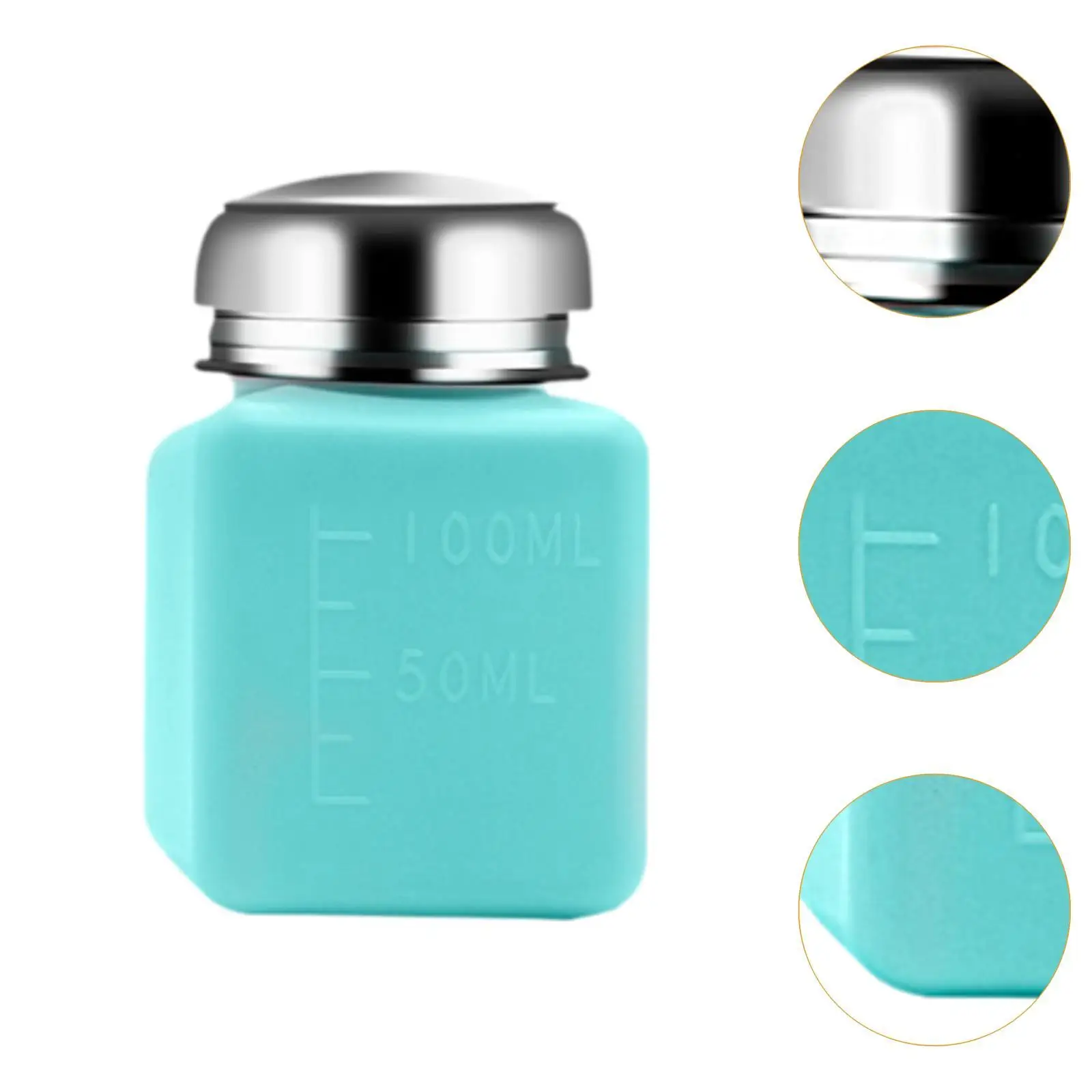 Pump Dispenser Bottle with Steel Top Cap for Makeup Remover Clean Tool Push Down Liquid Dispenser Hand Pumping Press Container