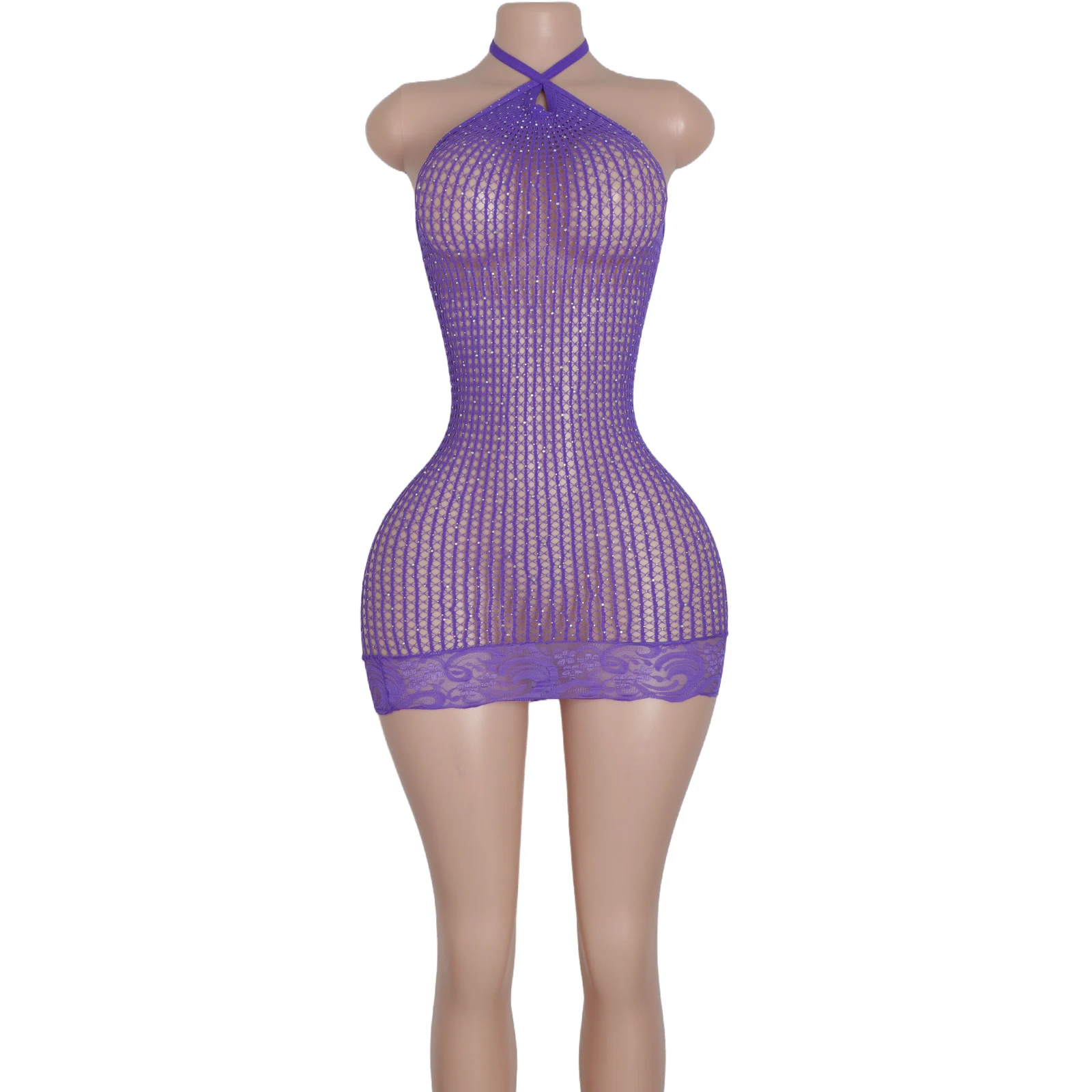 

Women's Unique Fishnet Bodysuit Lingerie Set Stripped Elements Nightclub Dance Performance Rave Outfit Adult Costume Attire