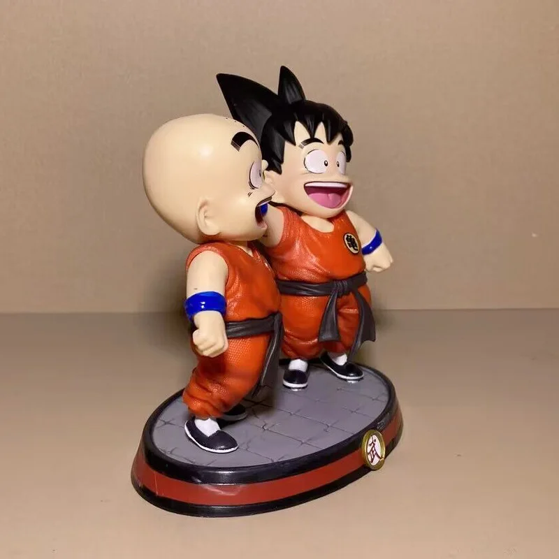 15cm Dragon Ball childhood Krillin and Son Goku Action Figures Pvc MOdel kits Creative Storm Surge Decoration Collection Toys