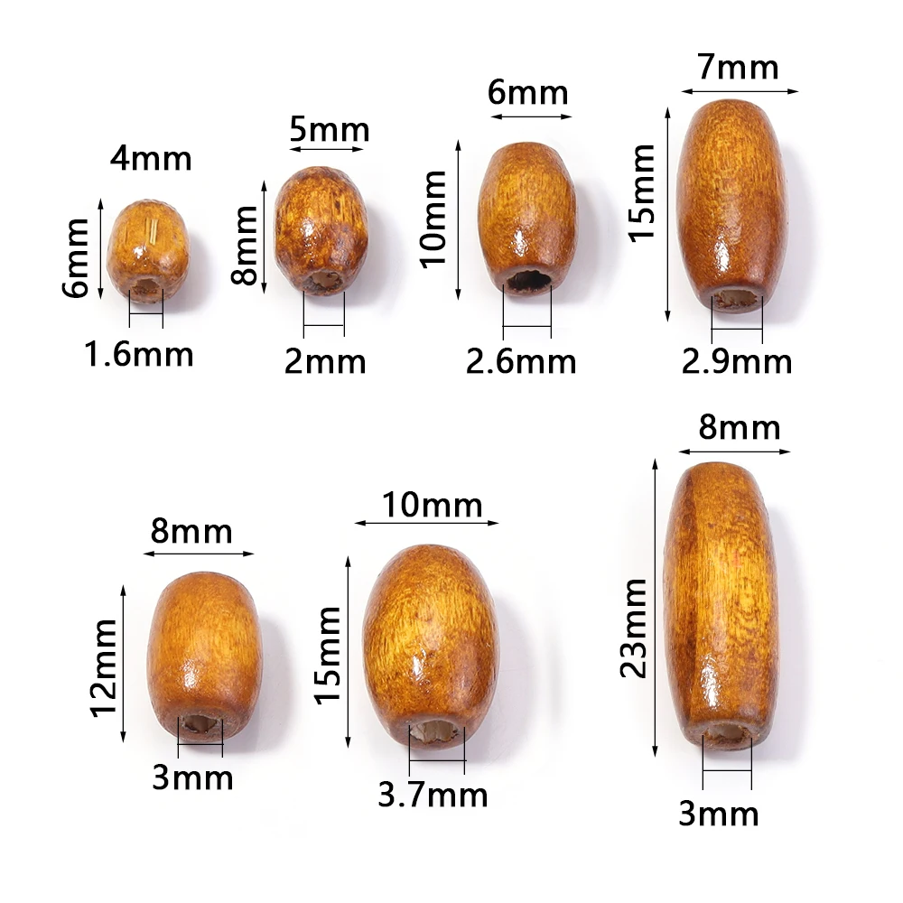 100-500pcs/lot Oval Shape Wood Beads Natural Wooden Beads Loose Spacer Bead For Jewelry Making DIY Bracelet Necklace Accessories