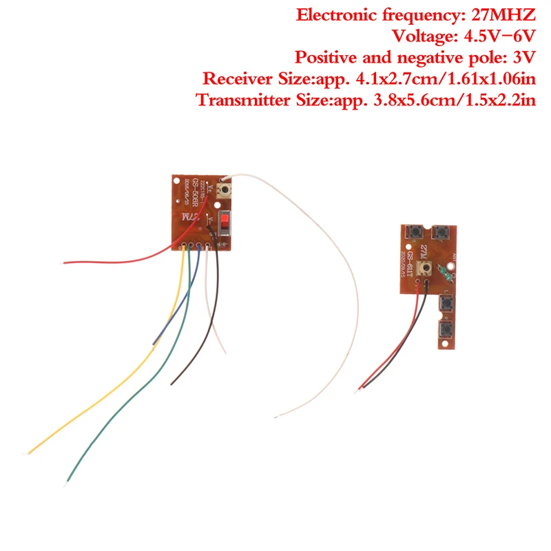 4CH RC Remote Control 27MHz Circuit PCB Transmitter and Receiver Board with Antenna Radio System for Car Truck Toy