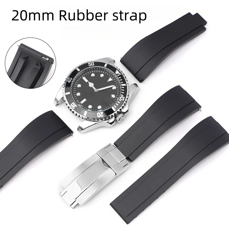 For Rolex Submariner DAYTONA GMT Yacht-Master Quick Release watch strap Stainless steel folding buckle band Rubber Bracelet 20mm