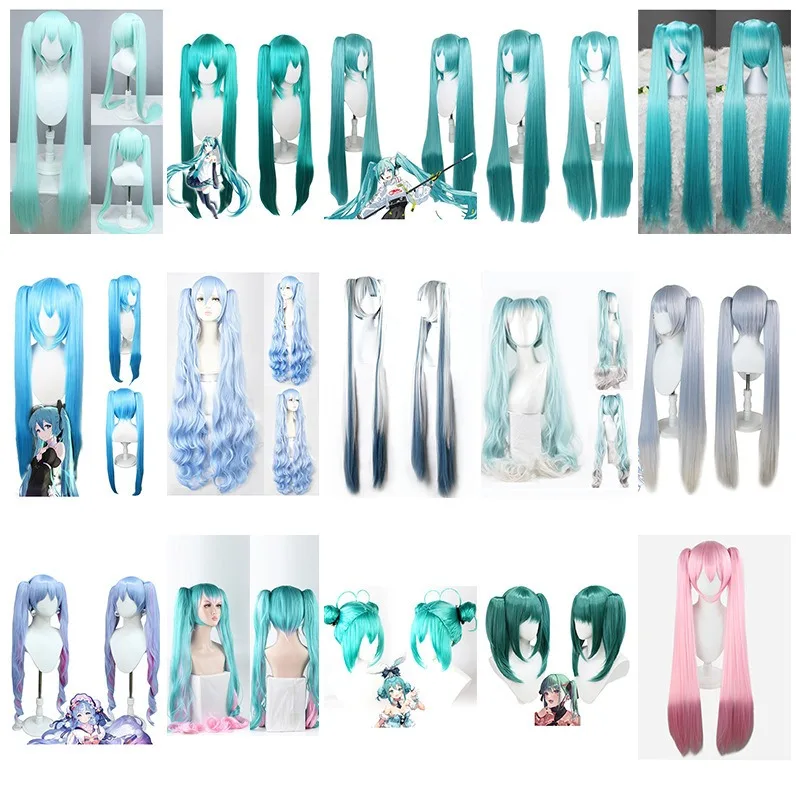 Miku-Peluca de fibra sintética para mujer, pelo sintético resistente al calor, Cosplay de cantante japonés, Anime Lolita COS, accesorios para trajes, 15 colores