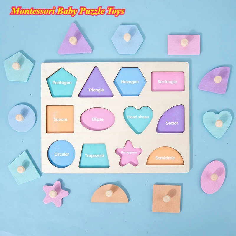 Zabawki Montessori dla niemowląt Drewniana tablica do drapania w kształcie i kolorze Geometryczne zabawki poznawcze do wczesnej edukacji 장난감