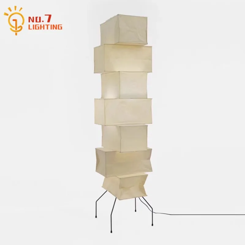 Japanese Wabi-sabi Akari Noguchi Yong Vertical Table Lamp LED E27 Designer Rice Paper Floor Lamp Art Decor Living Room Studio