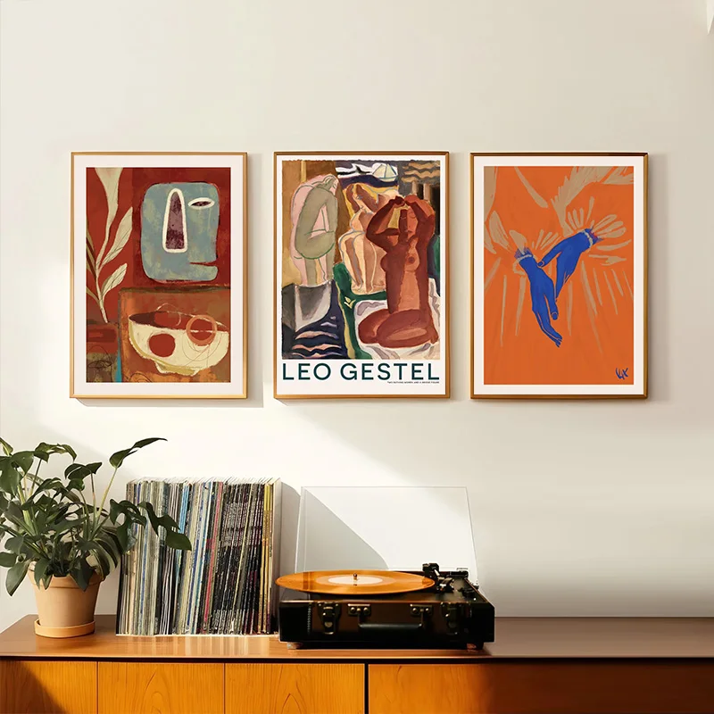 Vintage Abstract Geometry Revival Gallery Canvas Wall Art Print Poster Mural for Living Room Bedroom Office Wall Decor Gift