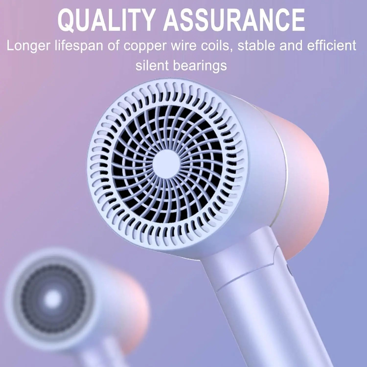 Hair Dryer with Diffuser High power negative ion hair dryer Lightweight Hair Dryer Foldable Home Thermostatic Silent Hair Dryer