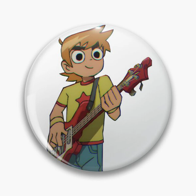 31Style Anime Scott Pilgrim Wallace Ramona Button Pin Scott Group Cartoon Fan Art Funny Meme Brooch Badge Bag Decor Gift 58mm