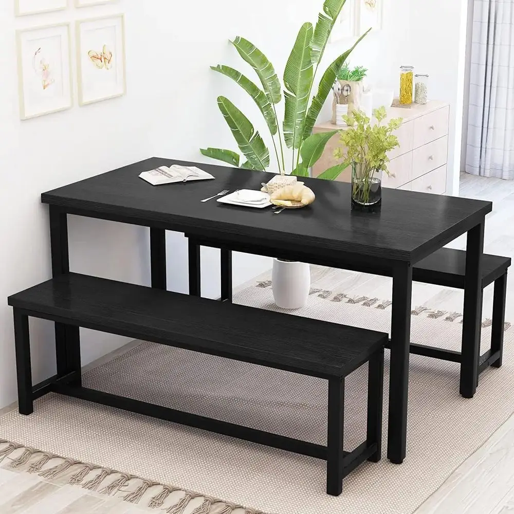 

4-Piece Dining Set with 2 Benches for Kitchen, Space-Saving Breakfast Table, Easy Assembly