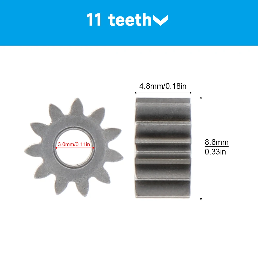 Mini dc engrenagem do motor 9/11/12/13/14/15 dentes, metal substituição engrenagem para 10/12/14.4/16.8/18/21/25v, para o fã, ferramenta home, brinquedo, 1pc