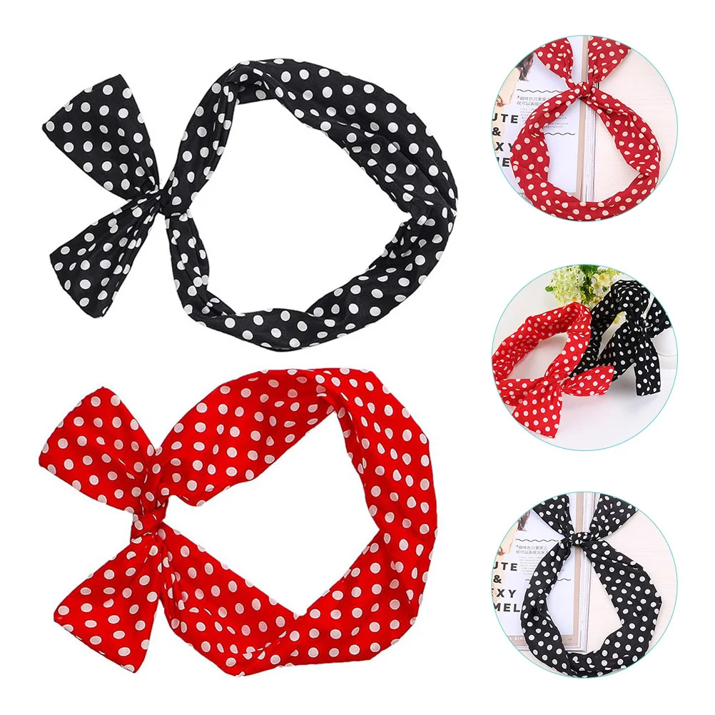 

2Pcs Dot Print Hair Bands for Women Fashion Wide Headbands Polyester Elastic Hair Accessories for Makeup Moisturizing Running