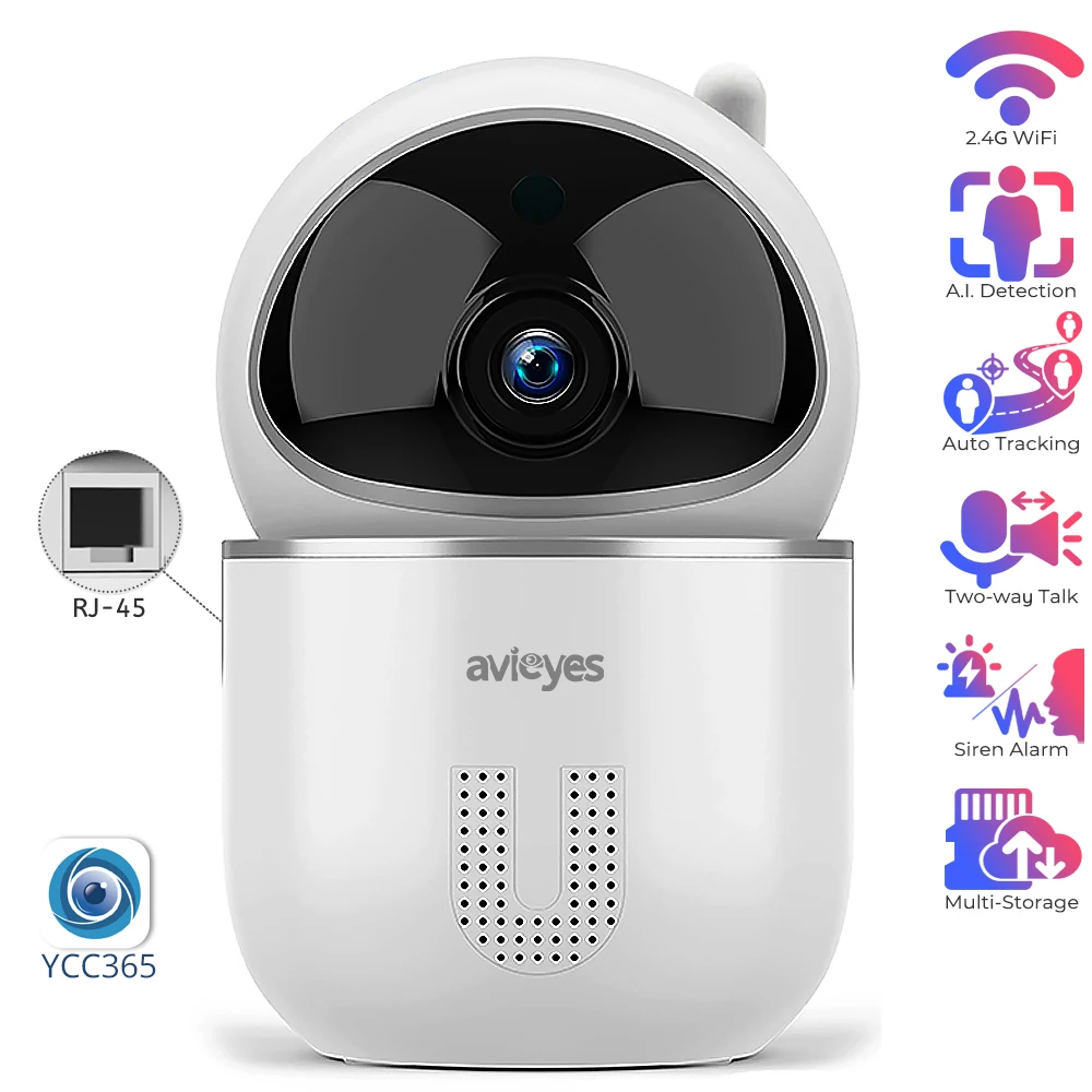 3MP WiFi IP Camera Pan-Tilt Indoor Home Security Cameras for Pet/Nanny/Baby 2-Way Audio Motion Detect Auto Tracking CCTV Cameras