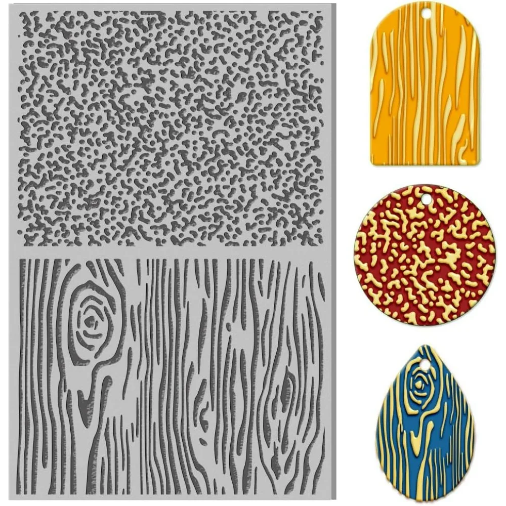 Polymer Clay Texture Sheets Frosted Particles Tree Grain Rubber Clay Texture Sheets Clay Texture Mat for DIY making kit