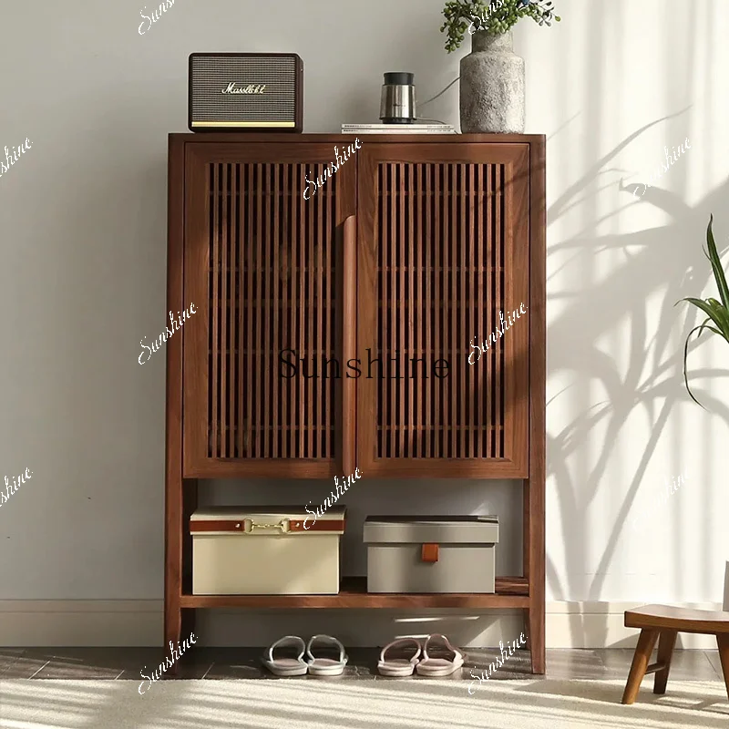

New Chinese walnut living room simple entrance entrance foyer storage Zen side cabinet FT