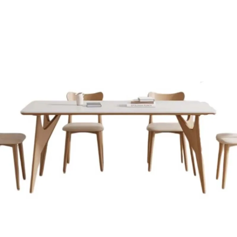 Nordic Wooden Table Chairs Modern Waterproof Rectangular Luxury Dining Table Kitchen Design Mesas De Jantar Restaurant Furniture