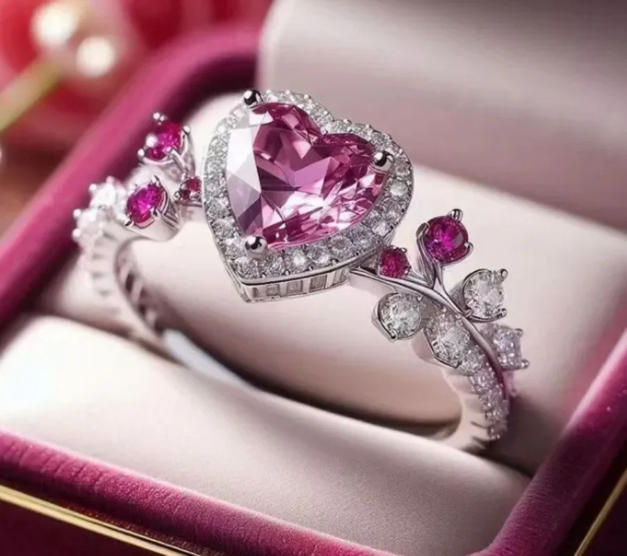 Hot-selling new couple purple diamond women's ring alloy full diamond set ring ring view 3