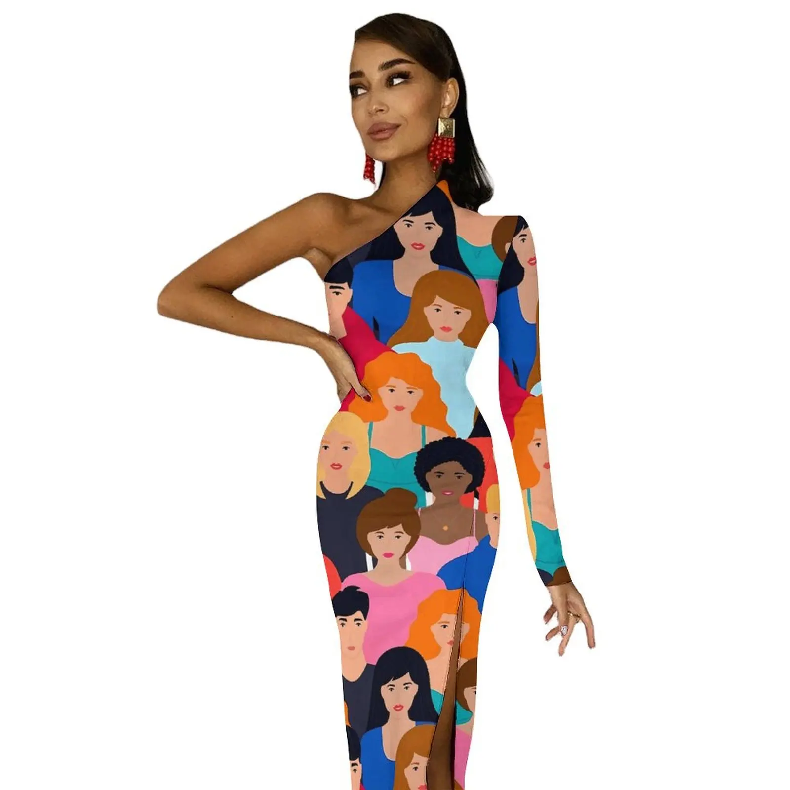 RICK LADY-Robe Maxi à Manches sulfpour Femme, Tenue de ix, Multiculturalisme, Rétro, Graphique, Éducatif, Printemps