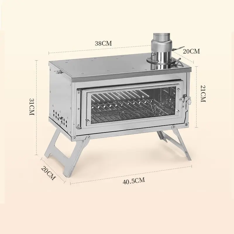 Portable Stainless Steel Camping Grills Outdoor Wood Burning Sauna Stove Oven Chimney Pipes BBQ Party Tent Charcoal
