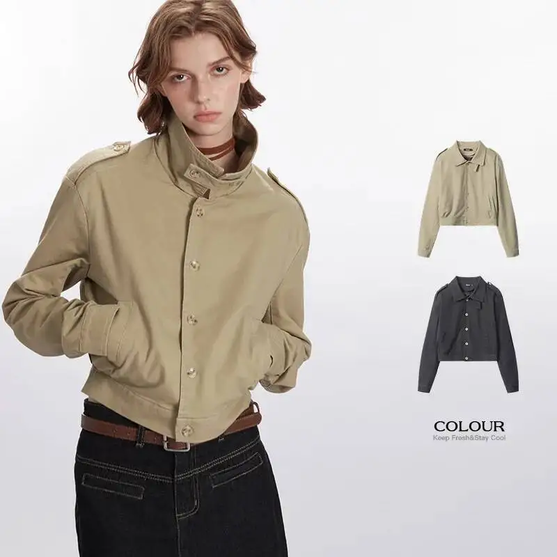 2025 New Utility Short Jacket Women High Grade Solid Color For Petite Sizes  Simple Versatile Temperament Outerwear