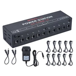 MOSKY Audio Mini Power Supply Station 10 Isolated DC Outputs for 9V 12V 18V Guitar Effect with Power Cables Instrument Accessory