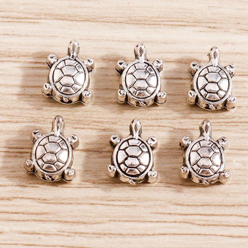50 Stück süße Mini-Legierung Schildkröte lose Spacer-Charms Perlen für Schmuckherstellung DIY Armbänder Halsketten handgefertigte Bastelzubehör – Detail 2