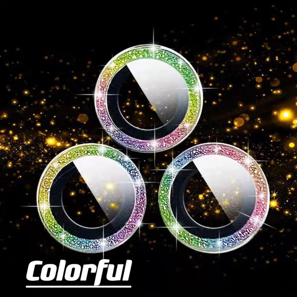 Glitter Metal Lens Rings For IPhone 15 16Pro 15 16Promax 15 16 Plus Camera Glass Protector Alloy Frame Protective Cap Film
