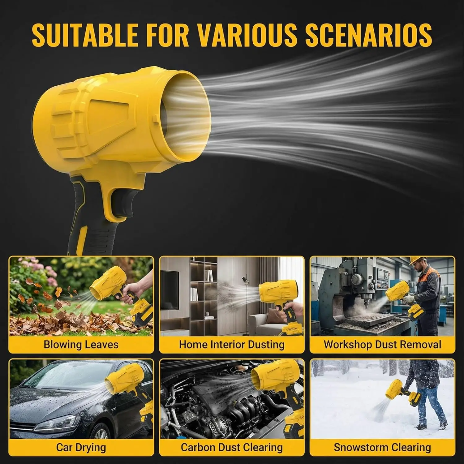 Wireless Blower Brushless Turbo Fan Handheld Hair Dryer for Weeding and Dusting 20V Rechargeable Car Dryer Dust Removal Tool