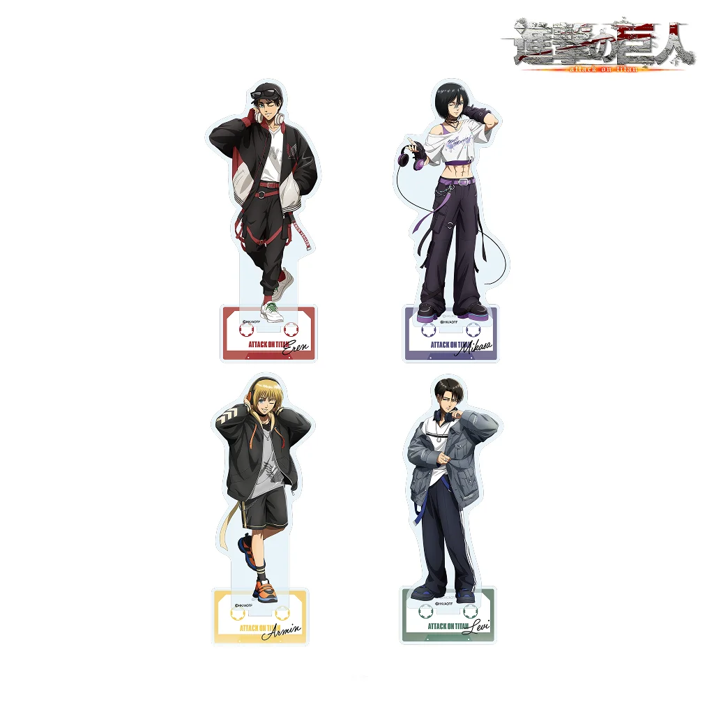 Attack On Titan Series 2026 New Arrival Acrylic Keychain Stand Eren Mikasa Armin Levi DJ Music Style Character Figure Desktop