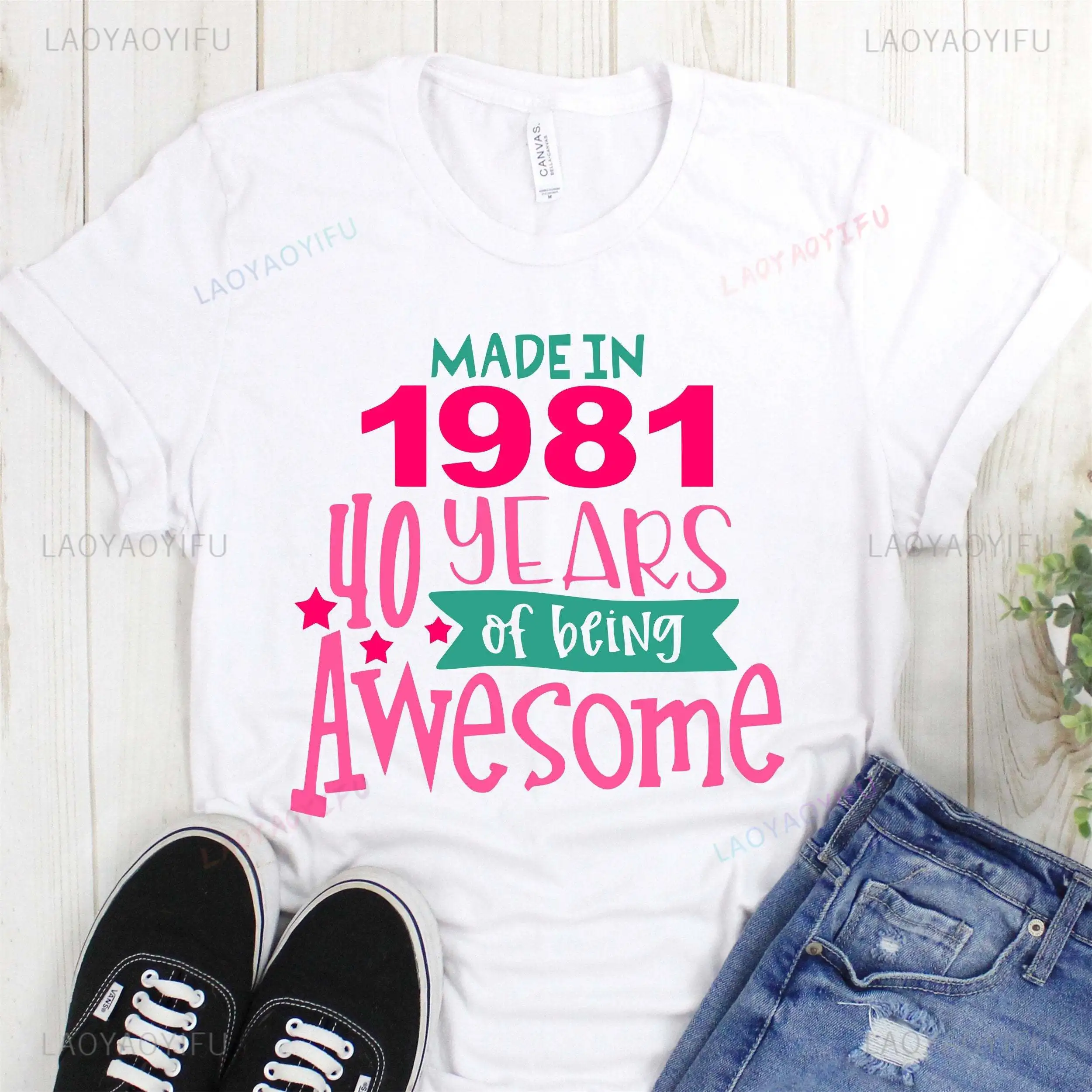 1981 Inspired Graphic Tshirt Unisex Harajuku Style Casual Short Sleeve Round Neck Basic Tee Direct Shipping