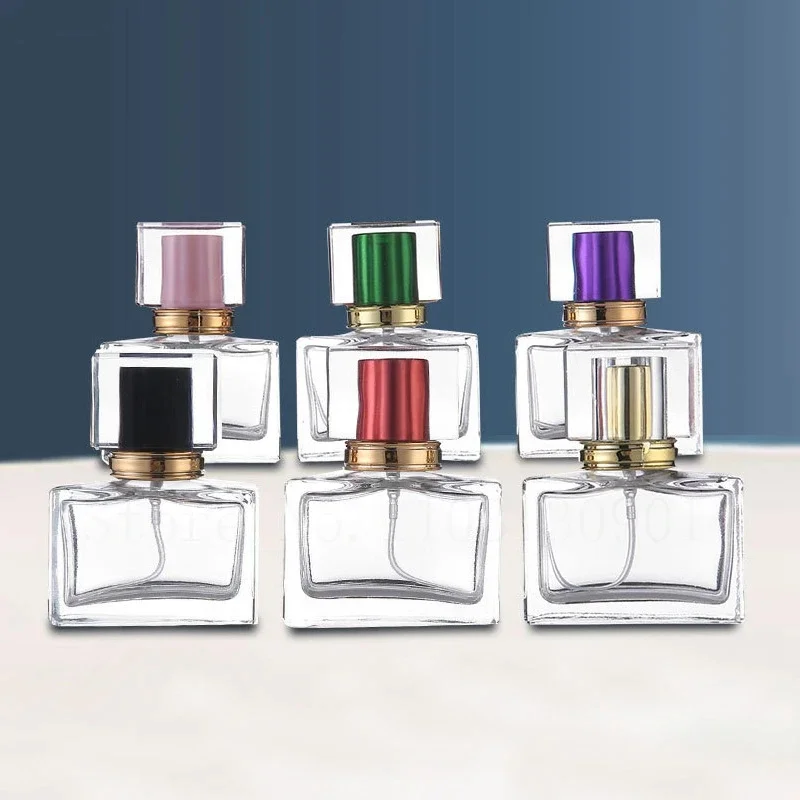 

5 Pcs 30ml 50ml Square Glass Perfume Spray Bottle Makeup Travel Reffillable perfume Bottle