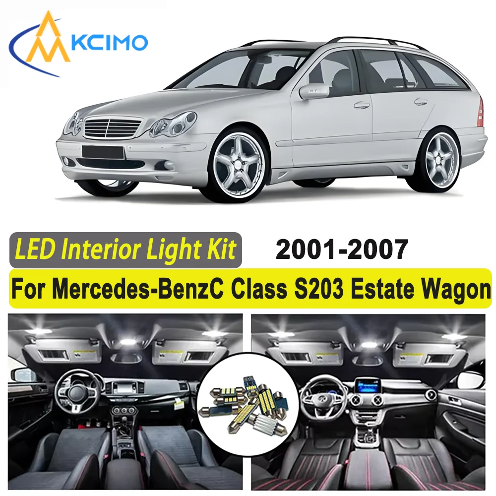 

Kcimo LED For Mercedes-Benz C Class S203 Estate Wagon T-Model 2001-2007 Premium Bright LED Interior Dome Map Trunk Light Kit Car