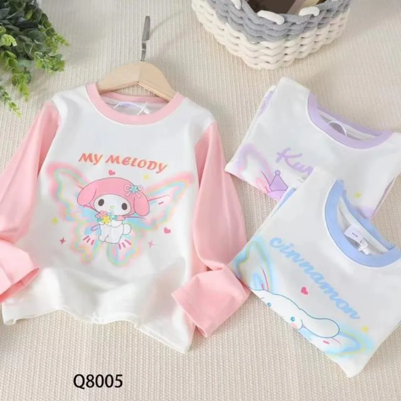 

Girly Heart My Melody Kuromi Anime Kawaii Sanrio Base Shirt Spring Autumn Cinnamoroll Y2k Long Sleeved Hooded Clothing Gifts Toy