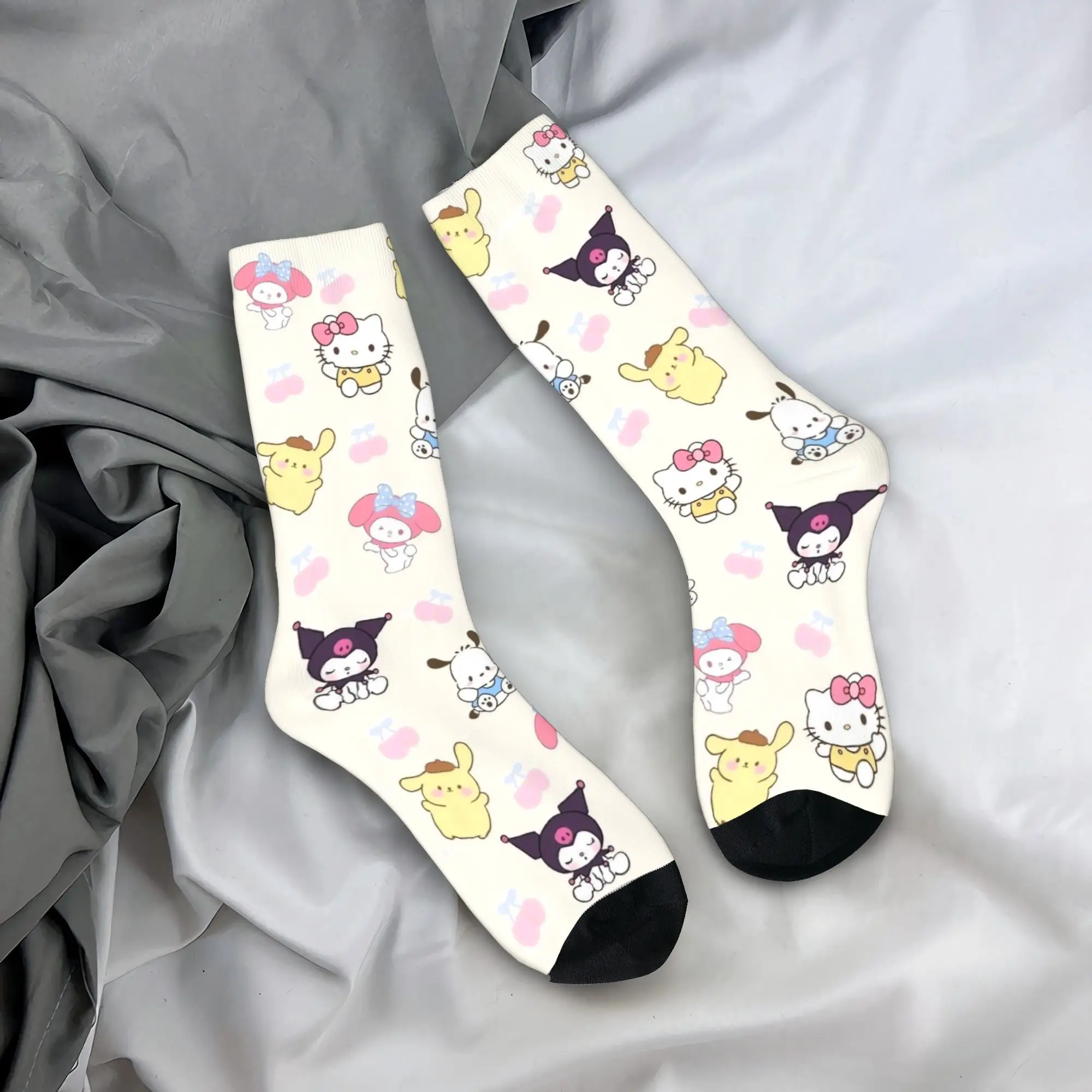 

Осень-зима сумасшедший дизайн для женщин и мужчин Kuromi Pochacco Pom Pom Purin Melody носки впитывающие пот баскетбольные носки