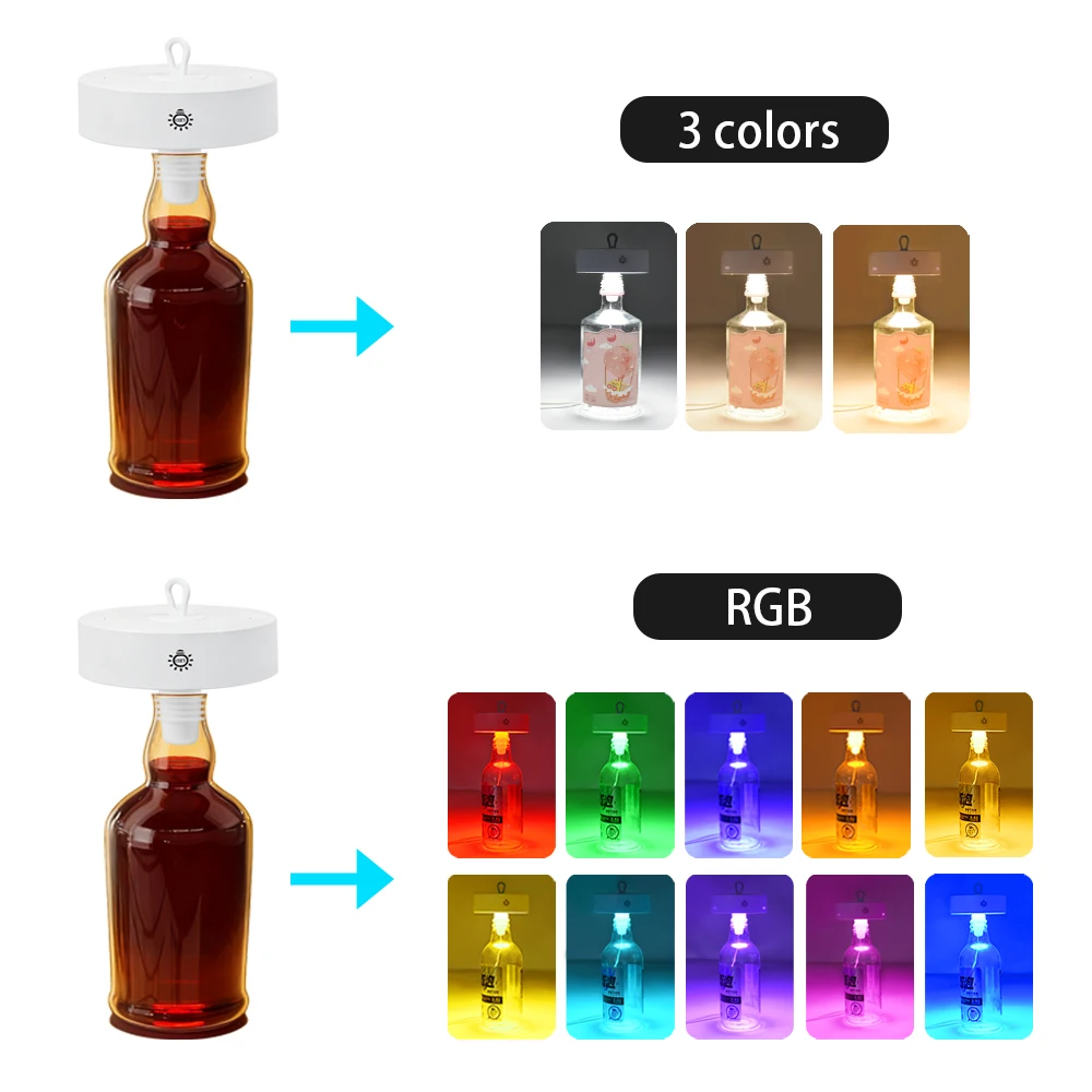 Wine Head Lamp Embedded Bar Restaurant Living Room RGB Dimming Decoration Wine Bottle Table Lamp Atmosphere Light Night Light